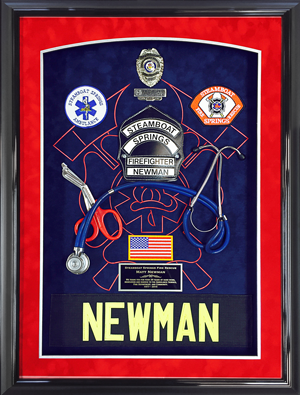 framing 3D objects, framing awards and badges, gifts for police officers, gifts for firemen