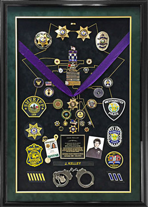 custom jersey framing, shadowbox framing, framing badges and awards, framing military items